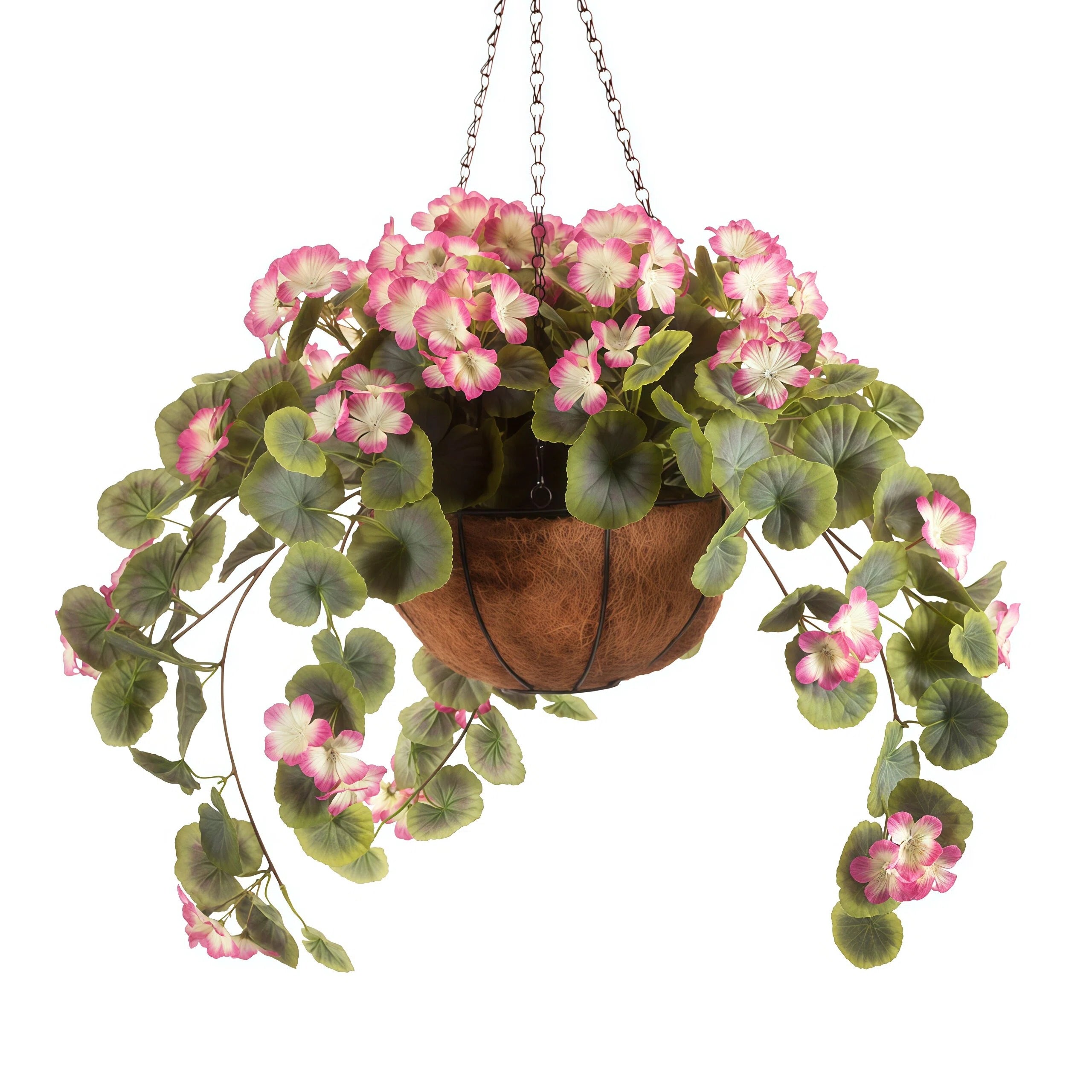 Artificial Geranium Hanging Basket