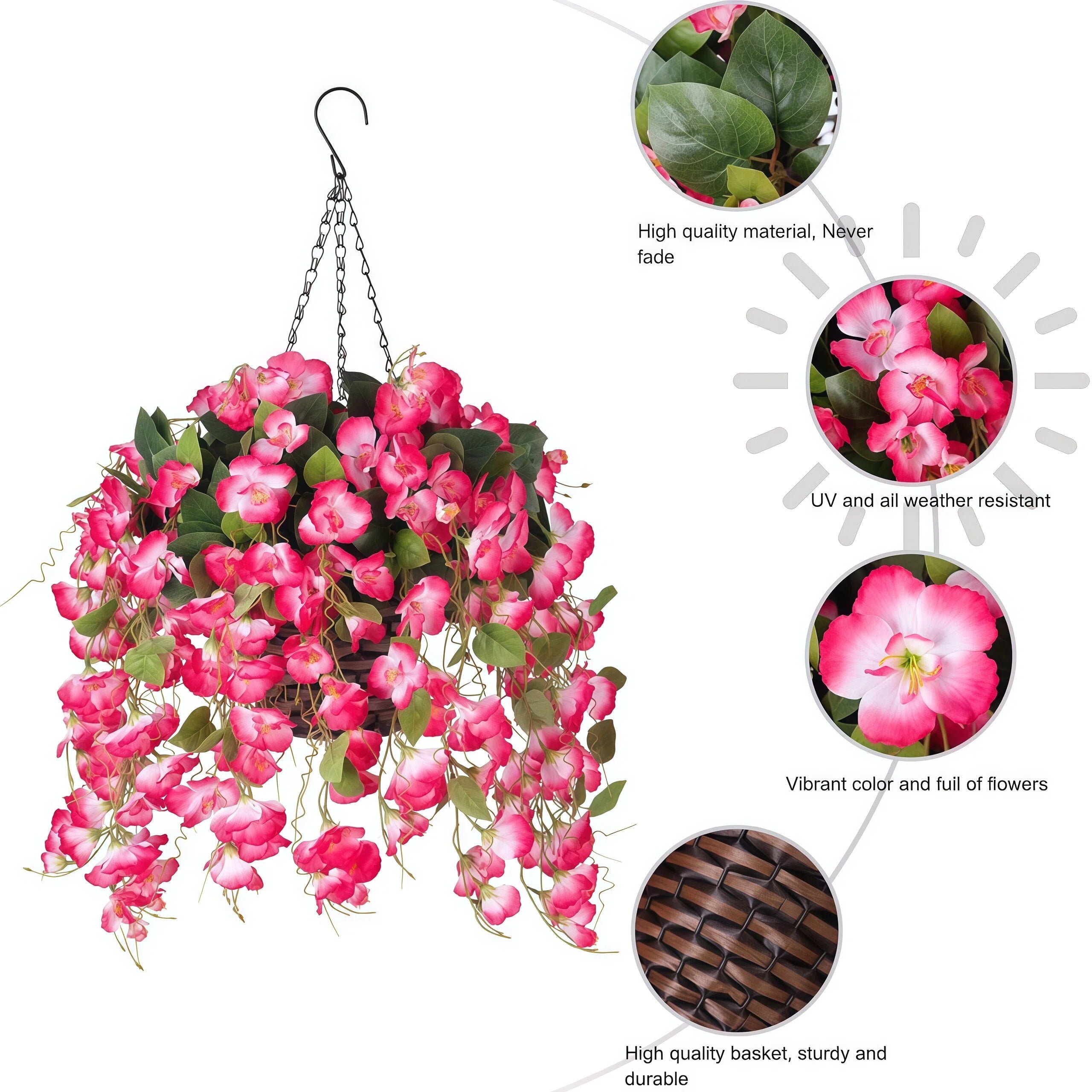 Artificial Hanging Hibiscus Flower Basket